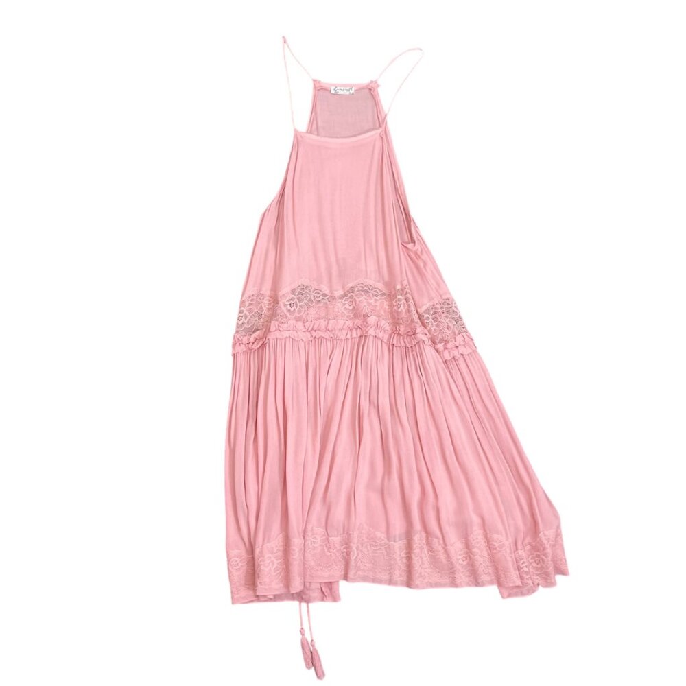 Free People Two For Tea Slip Babydoll Mini Dress In Blush Pink Women's SMALL